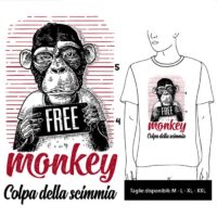 T-Shirt Wet Shaving. Free Monkey, Colpa della scimmia